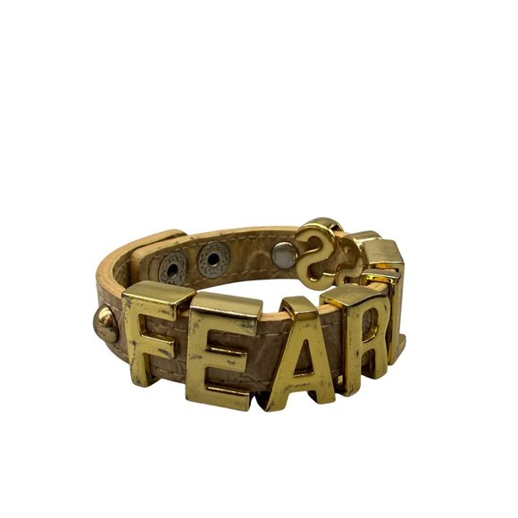 BCBGeneration Leather Fearless Slide Charms Snap Cuff Bangle Bracelet - Picture 2 of 5